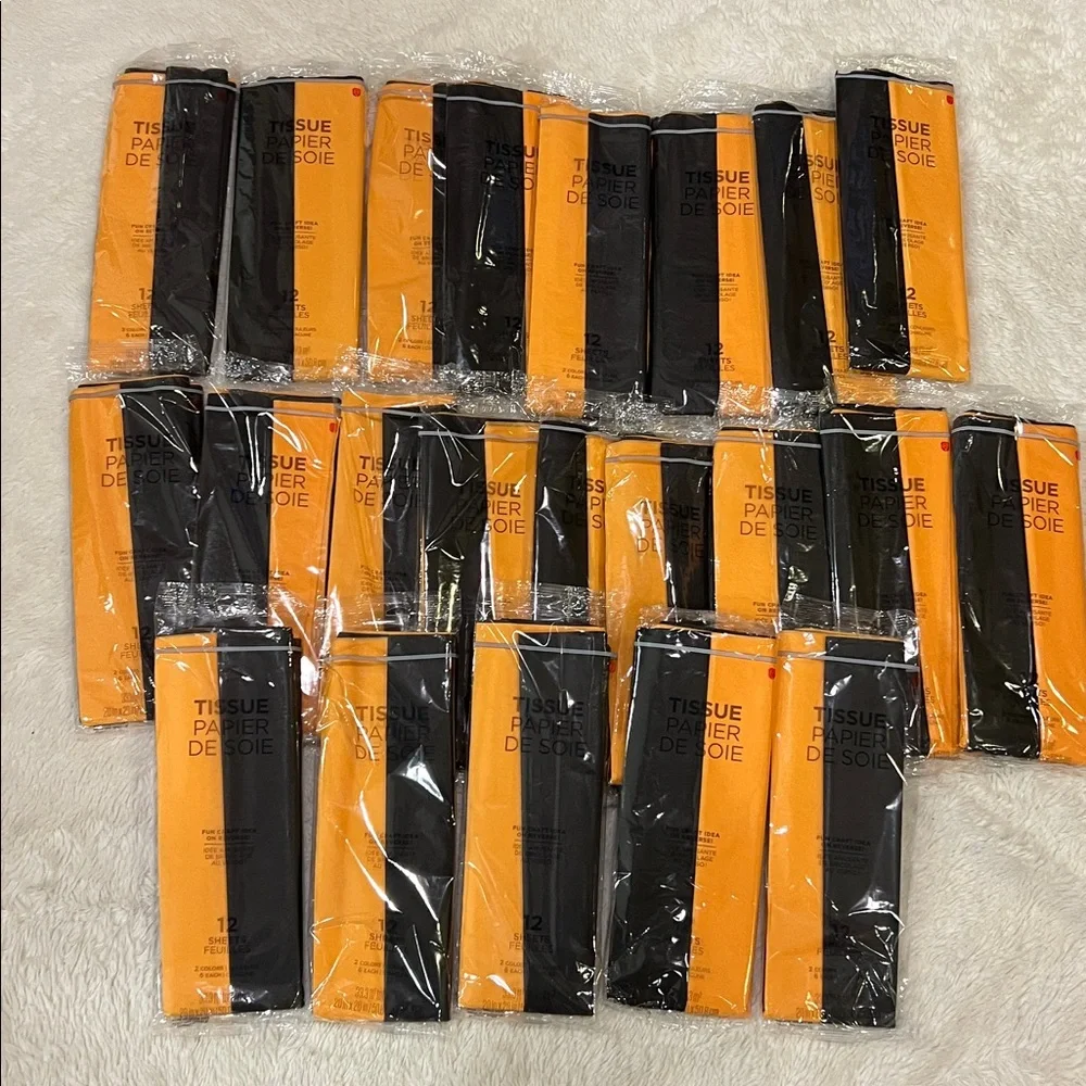 22 packages of Tissue Paper total 264 sheets black, and orange